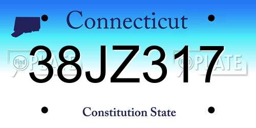 38JZ317 Connecticut License Plate