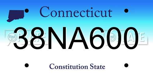 38NA600 Connecticut License Plate