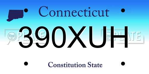 390XUH Connecticut License Plate