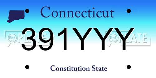 391YYY Connecticut License Plate