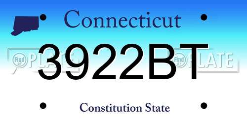 3922BT Connecticut License Plate