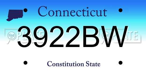 3922BW Connecticut License Plate