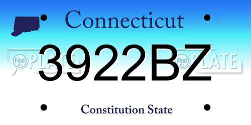 3922BZ Connecticut License Plate