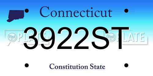 3922ST Connecticut License Plate