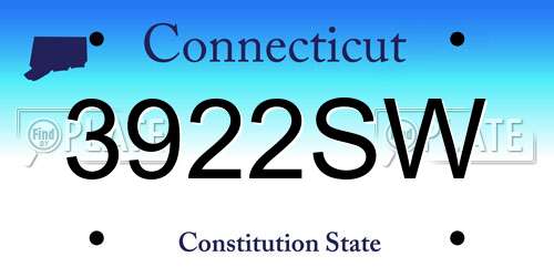 3922SW Connecticut License Plate