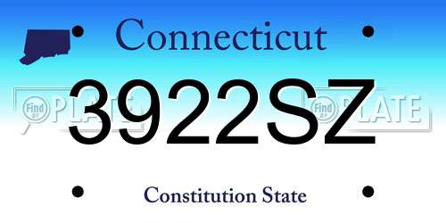 3922SZ Connecticut License Plate