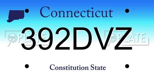392DVZ Connecticut License Plate
