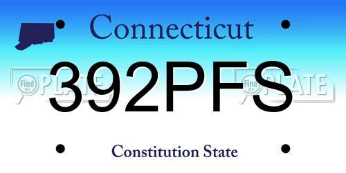 392PFS Connecticut License Plate
