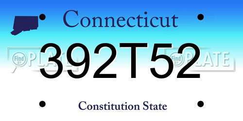 392T52 Connecticut License Plate