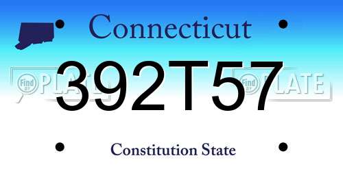 392T57 Connecticut License Plate