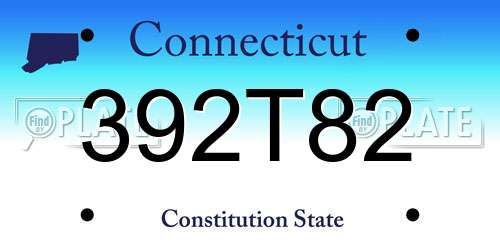 392T82 Connecticut License Plate