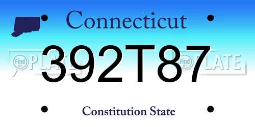 392T87 Connecticut License Plate