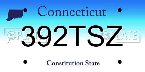 392TSZ Connecticut License Plate