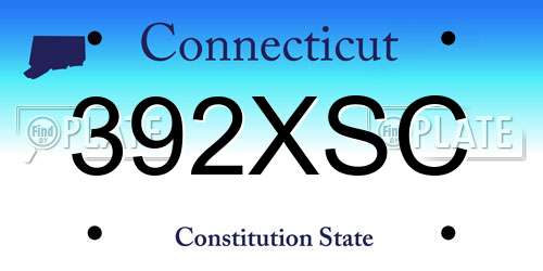 392XSC Connecticut License Plate