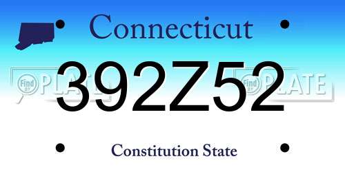 392Z52 Connecticut License Plate