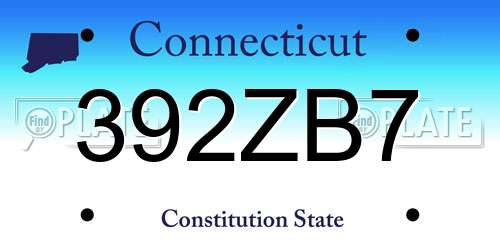392ZB7 Connecticut License Plate