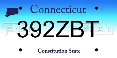 392ZBT Connecticut License Plate