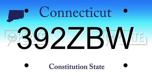 392ZBW Connecticut License Plate