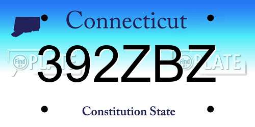 392ZBZ Connecticut License Plate