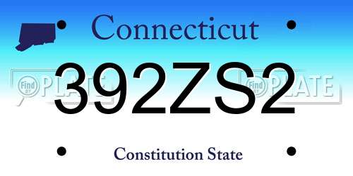 392ZS2 Connecticut License Plate