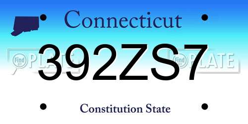 392ZS7 Connecticut License Plate