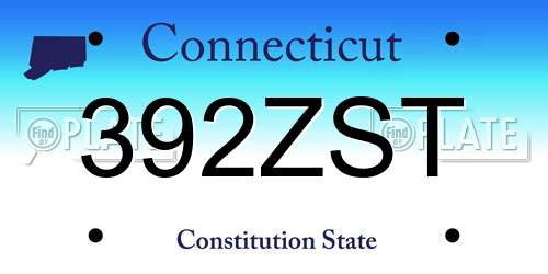 392ZST Connecticut License Plate