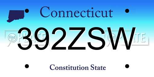 392ZSW Connecticut License Plate