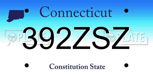 392ZSZ Connecticut License Plate