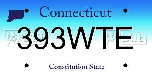 393WTE Connecticut License Plate