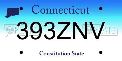 393ZNV Connecticut License Plate