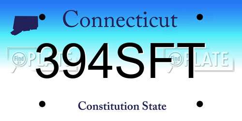394SFT Connecticut License Plate