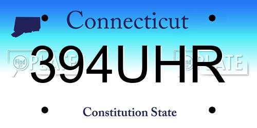 394UHR Connecticut License Plate