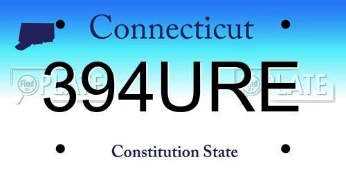 394URE Connecticut License Plate