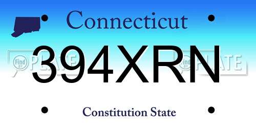 394XRN Connecticut License Plate