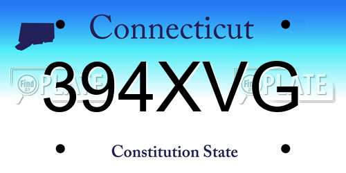 394XVG Connecticut License Plate