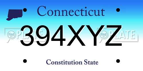 394XYZ Connecticut License Plate