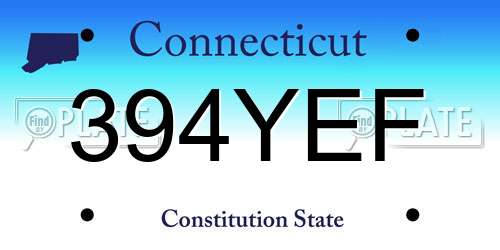394YEF Connecticut License Plate