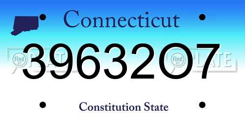 39632O7 Connecticut License Plate