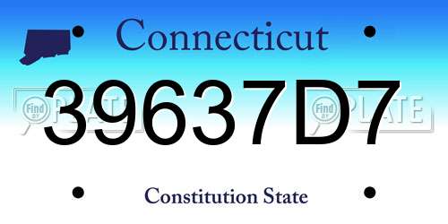39637D7 Connecticut License Plate