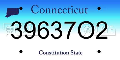 39637O2 Connecticut License Plate