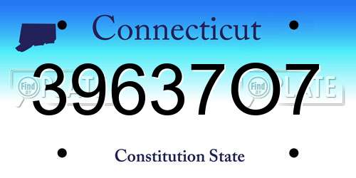 39637O7 Connecticut License Plate