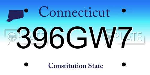 396GW7 Connecticut License Plate