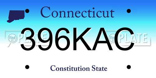 396KAC Connecticut License Plate