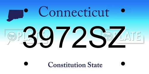 3972SZ Connecticut License Plate