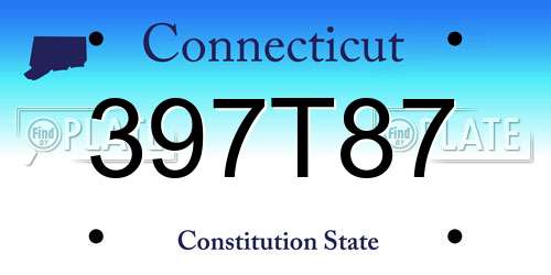 397T87 Connecticut License Plate