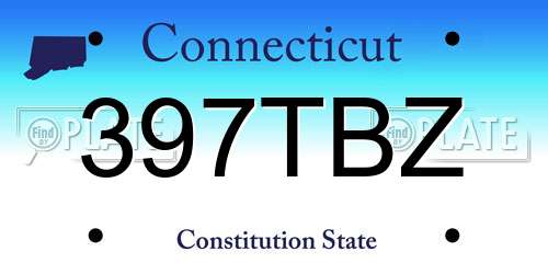 397TBZ Connecticut License Plate