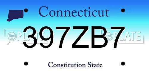 397ZB7 Connecticut License Plate