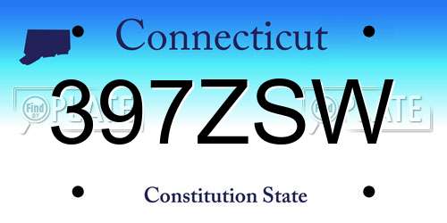 397ZSW Connecticut License Plate