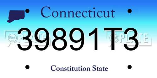 39891T3 Connecticut License Plate