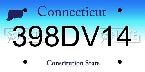 398DV14 Connecticut License Plate